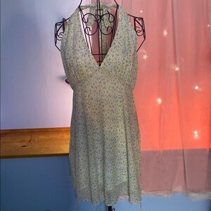 Princess Polly Blue and Yellow Backless Halter Sundress